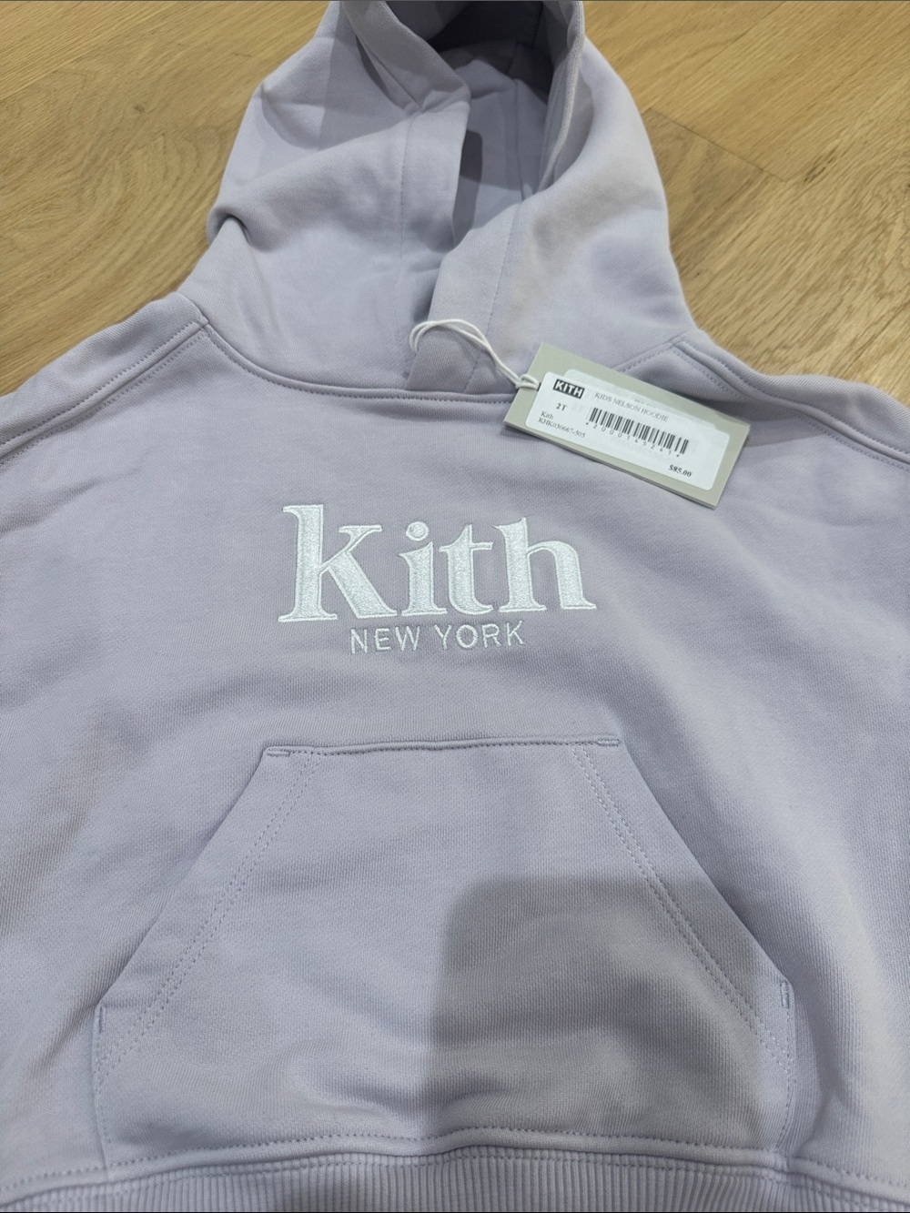 Kith Kids Pastel Lavender Hoodie with White Logo - Picture 3 of 3